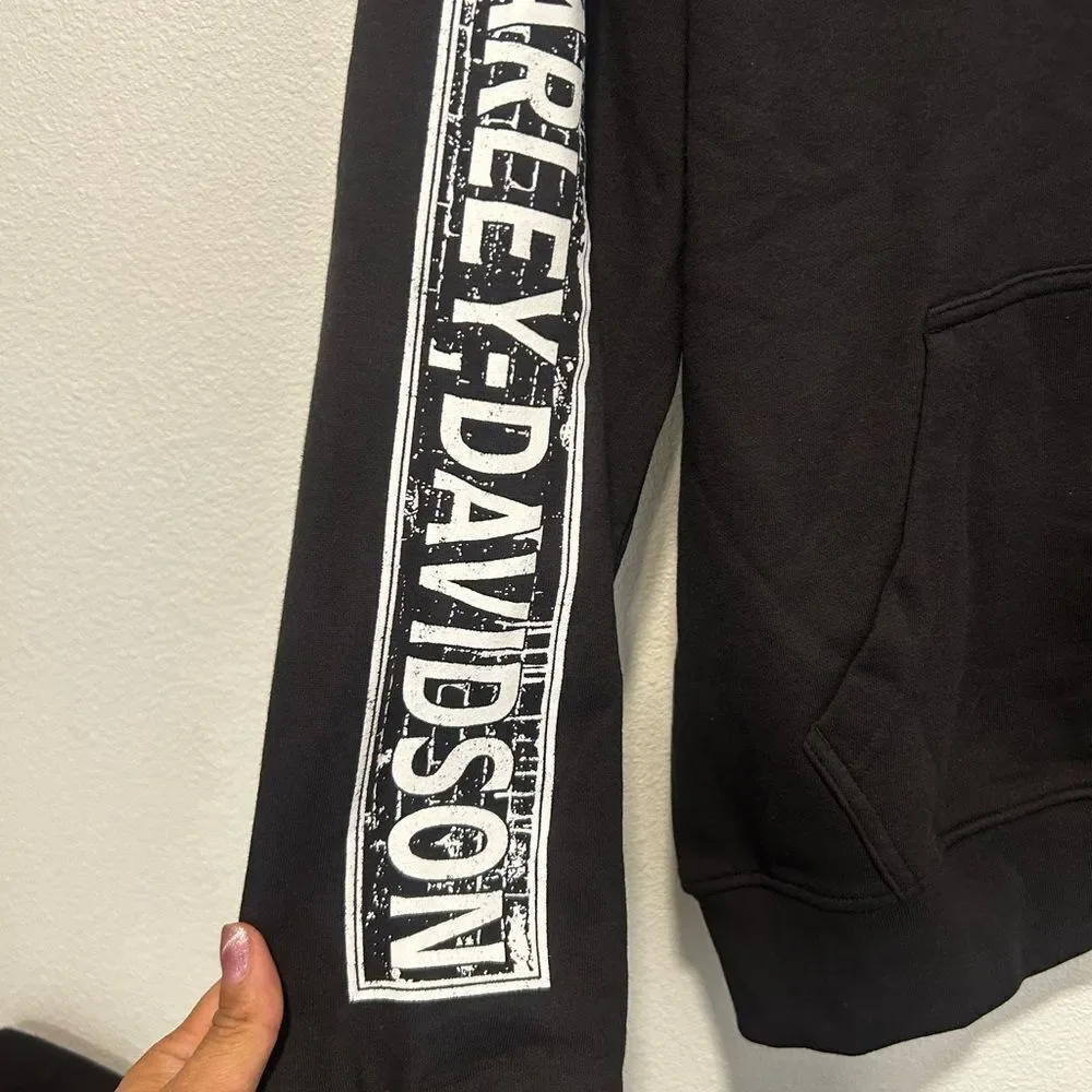 Harley-Davidson Black Zip Up Hoodie with Logo Large NWOT